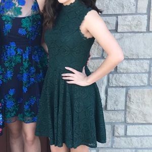 Simple forest green homecoming dress